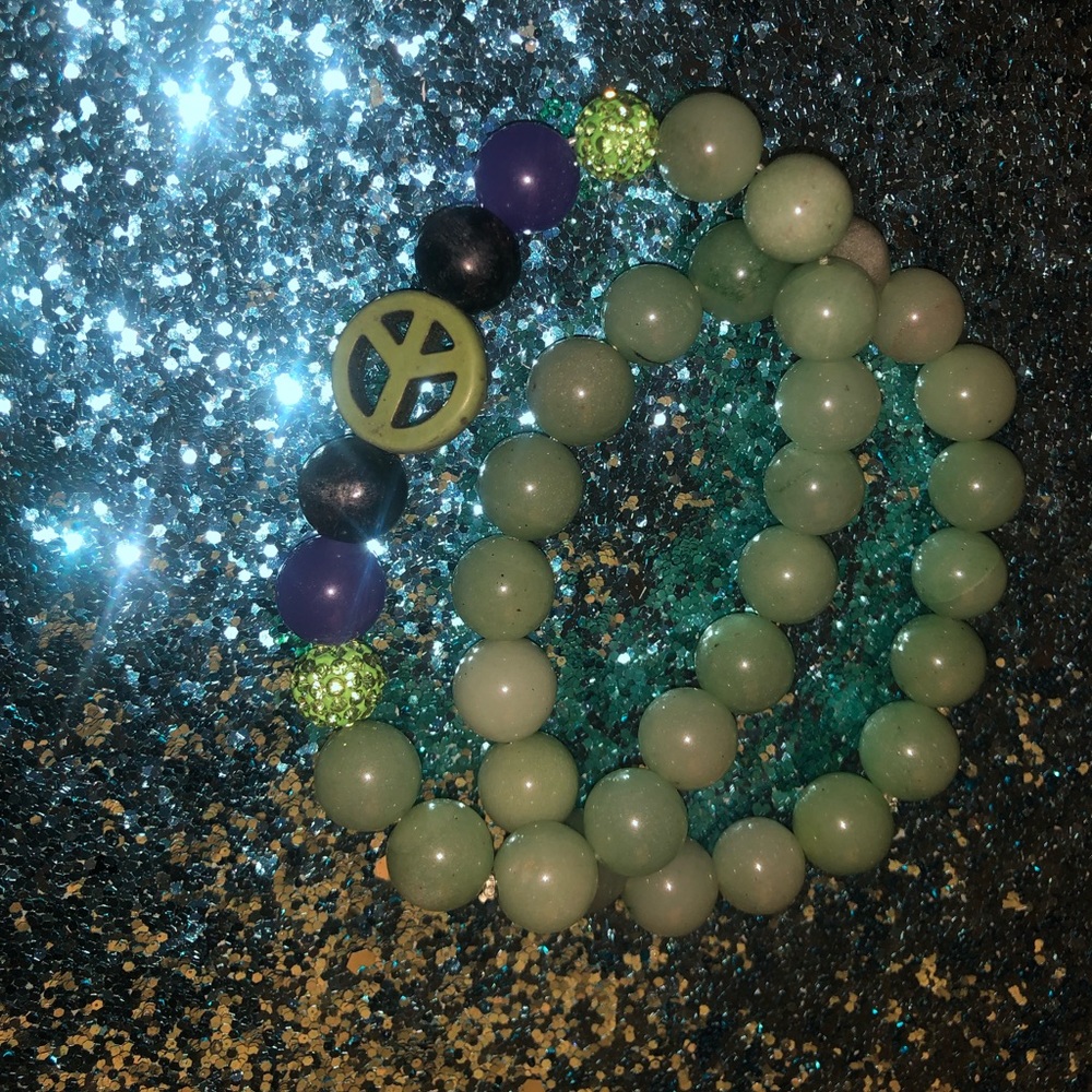 Peace Sign Beaded Bracelet Set